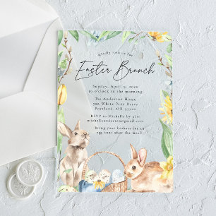 Invitations En Acrylique Aquarelle Bunnies Printemps Pâques Brunch
