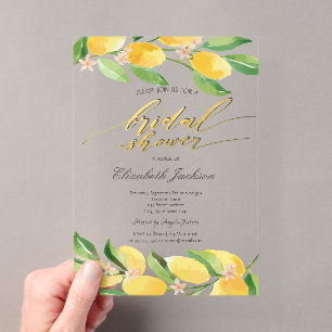 Invitations En Acrylique Aquarelle Citrus Lemons Fête des mariées