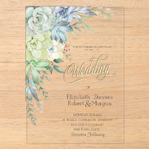 Invitations En Acrylique Aquarelle Desert Succulents Mariage