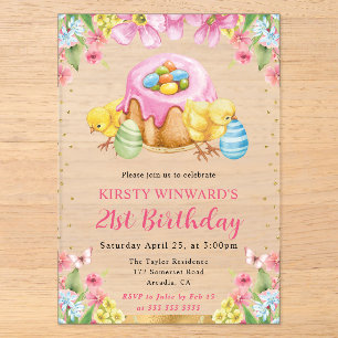 Invitations En Acrylique Aquarelle Époux de Pâques Printemps 21e anniversai