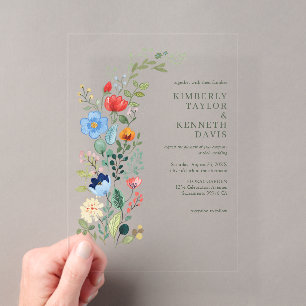 Invitations En Acrylique Aquarelle Fleur sauvage Rustique Chic Garden Maria