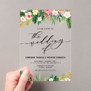 Invitations En Acrylique Aquarelle Fleurs tropicales Mariage d'été