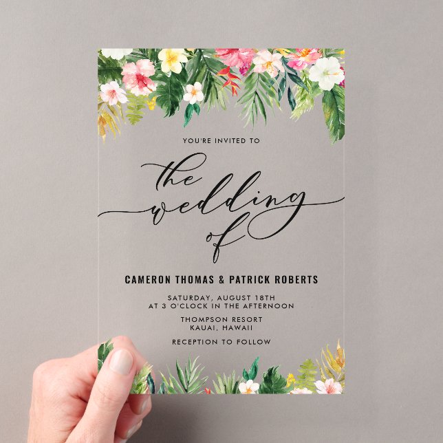 Invitations En Acrylique Aquarelle Fleurs tropicales Mariage d'été (In situ (ordinateur de poche))