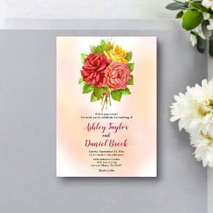 Invitations En Acrylique Aquarelle Floral Bouquet Mariage rose pâle