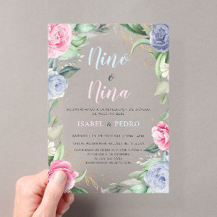Invitations En Acrylique Aquarelle Floral Verdure Espagnol Genre Reveal