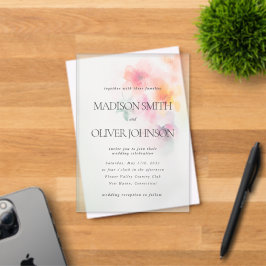 Invitations En Acrylique Aquarelle florale Élégant Mariage clair