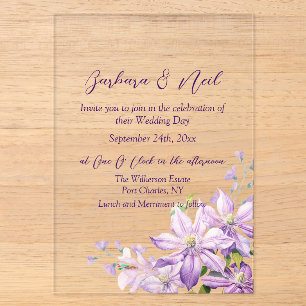 Invitations En Acrylique Aquarelle Florale Lavande