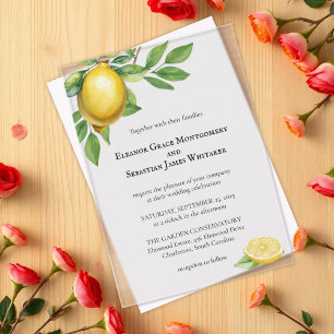 Invitations En Acrylique Aquarelle Jaune Citron Rustique Mariage