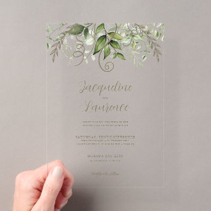 Invitations En Acrylique Aquarelle Mariage de verdure tropicale