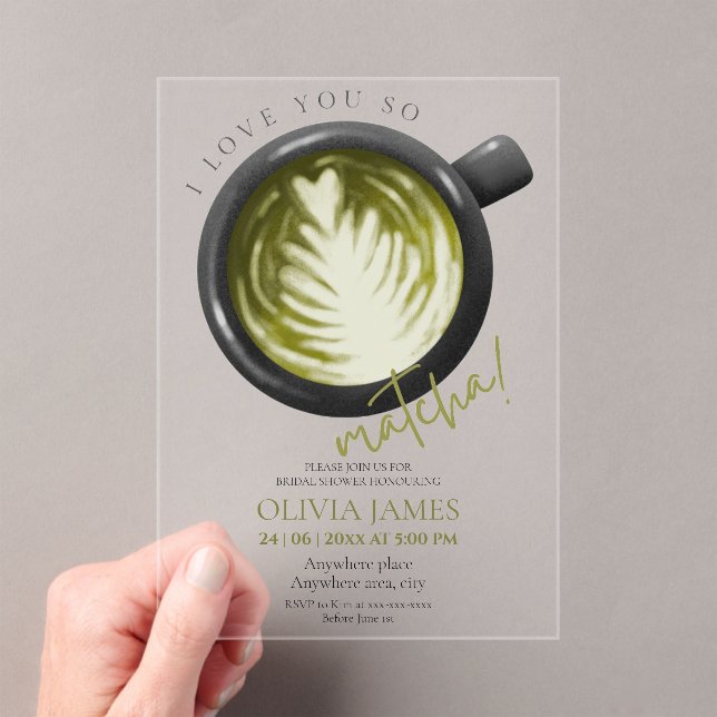 Invitations En Acrylique Aquarelle Matcha thème acrylique douche nuptiale (In situ (ordinateur de poche))