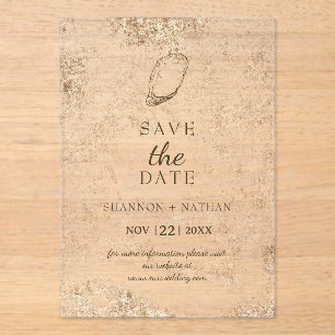 Invitations En Acrylique Aquarelle minimale Plage d'huîtres Économisez la d