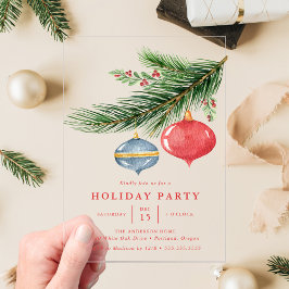 Invitations En Acrylique Aquarelle Noël Ornements Pine Fête