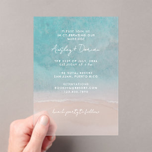 Invitations En Acrylique Aquarelle Plage Simple Moderne Minimaliste