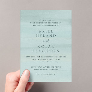 Invitations En Acrylique Aquarelle verte moderne Mariage élégant