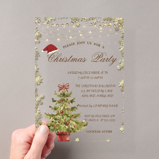 Invitations En Acrylique Arbre de Noël, Étoiles Noël Compagnie fêtes (In situ (ordinateur de poche))
