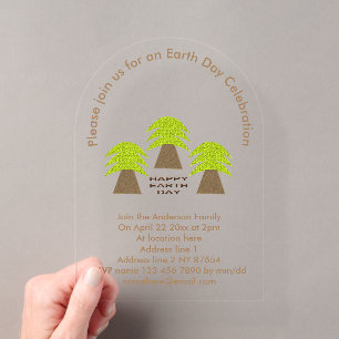 Invitations En Acrylique Arbres jours des terres personnalisés