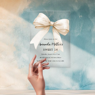 Invitations En Acrylique Arc beige élégant clair Sweet 16 luxe