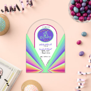 Invitations En Acrylique Arc de fête d'anniversaire coloré et groovy des an