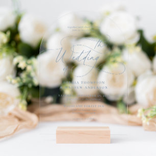 Invitations En Acrylique Arc de mariage calligraphié avec une touche floral