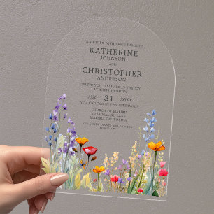 Invitations En Acrylique Arc de mariage élégant Fleur sauvage coloré