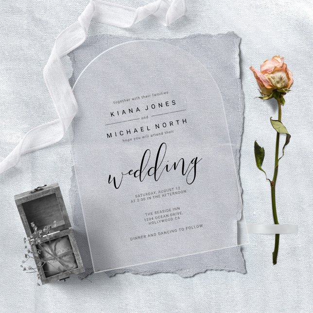 Invitations En Acrylique Arc en acrylique noir Mariage minimaliste simple I (Créateur téléchargé)