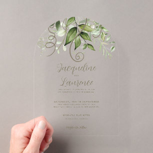Invitations En Acrylique Arc Mariage de verdure tropicale luxuriante