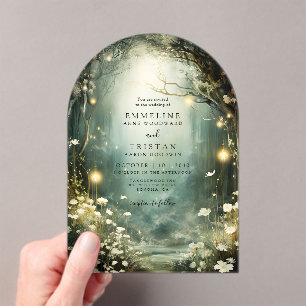 Invitations En Acrylique Arc Mariage Enchanted Forest Path Flowers