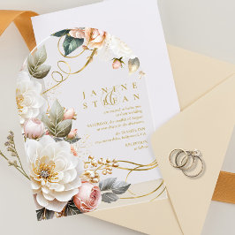 Invitations En Acrylique Arc transparent Mariage de dramatiques florales ID