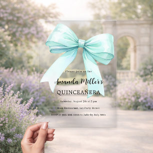 Invitations En Acrylique Arc vert turquoise clair Quinceanera