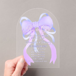 Invitations En Acrylique Arche de Baby shower de ruban violet