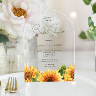 Invitations En Acrylique Arche de douche nuptiale de tournesol aquarelle mo