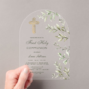 Invitations En Acrylique Arche de feuillage à l'aquarelle pour la Première