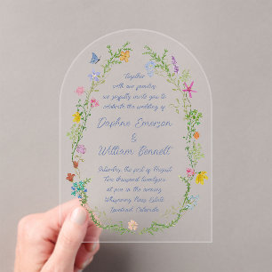 Invitations En Acrylique Arche de fleurs sauvages de jardin fantaisiste