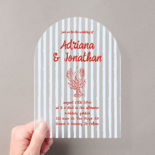 Invitations En Acrylique Arche de mariage en forme de homard bleu rouge