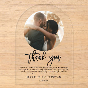 Invitations En Acrylique Arche de Merci Mariage de script photo