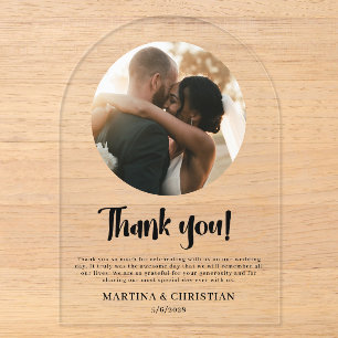 Invitations En Acrylique Arche de Merci Mariage de script photo
