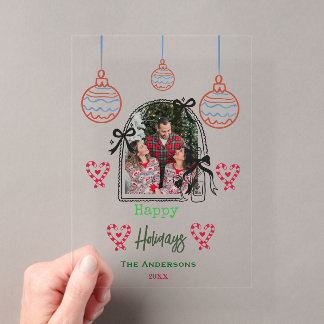 Invitations En Acrylique Arche de Noël moderne et fantaisiste pour photo
