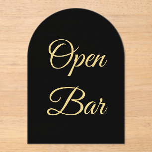 Invitations En Acrylique Arche en Arche Foil Noir & Or Acrylique Open Bar S