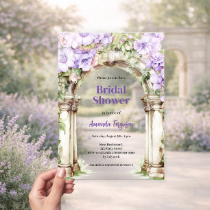 Invitations En Acrylique Arche florale rose lavande transparente pour Baby