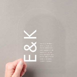 Invitations En Acrylique Arche Mariage Monogramme ultra moderne