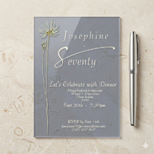 Invitations En Acrylique Ardoise Fleur Sauvage Aquarelle Classique 70e Anni