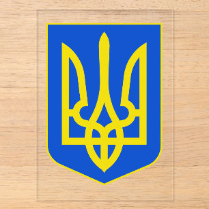 Invitations En Acrylique Armoiries d'Ukraine Trident d'Or Beaux-Arts