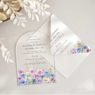 Invitations En Acrylique ARQUE ACRYLIQUE 60 Anniversaire Fleur de naissance