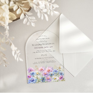 Invitations En Acrylique ARQUE ACRYLIQUE 95 Anniversaire Fleur de naissance