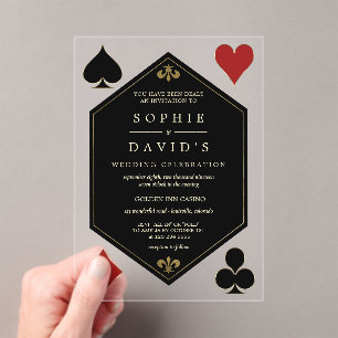 Invitations En Acrylique Art Déco Gatsby Las Vegas Casino Poker Mariage