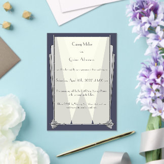 Invitations En Acrylique Art Déco Luxueux Bleu de Mariage