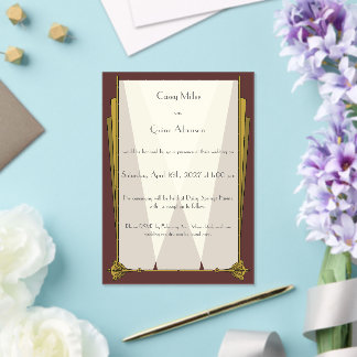 Invitations En Acrylique Art Déco Luxueux en Rouge pour Mariage