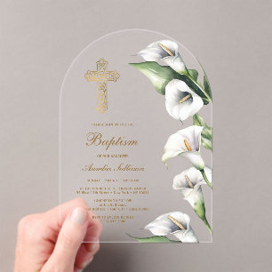 Invitations En Acrylique Arum Baptême voûte