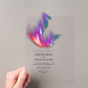 Invitations En Acrylique Aurore Boréale Mariage Céleste