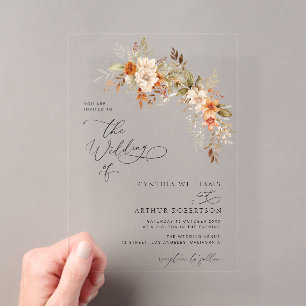 Invitations En Acrylique Automne automne florales mariage